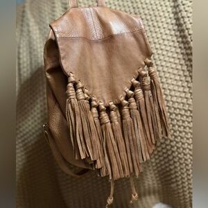 🤎🤎Day & Mood Brown 100% Leather Fringe Backpack🤎🤎